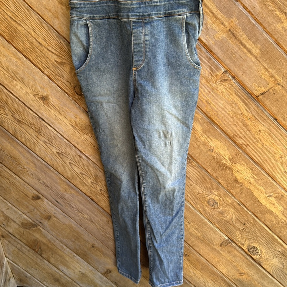 O2 denim over the moon long straight leg skinny overalls size medium light wash - Picture 2 of 6